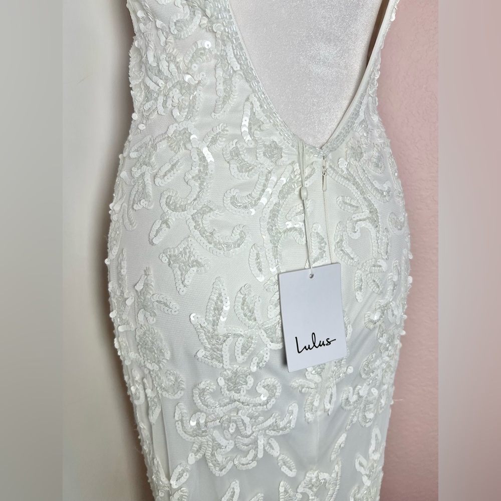 Everlasting Passion White Sequin Beaded Backless Maxi Wedding Dress by Lulus - Picture 7 of 14